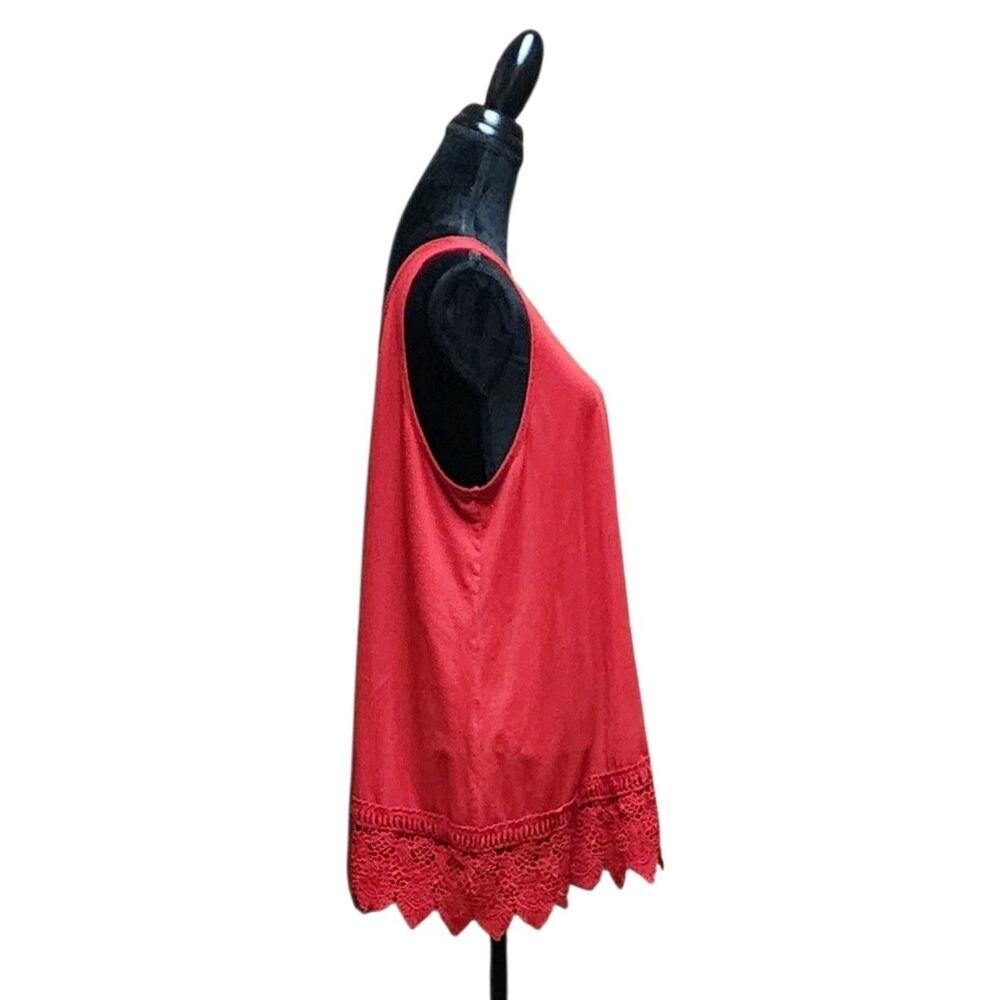 XMAJ Plus Size 2X Tank Top Red Travel Stretch Women's Casual Sleeveless Shirt - Picture 6 of 8